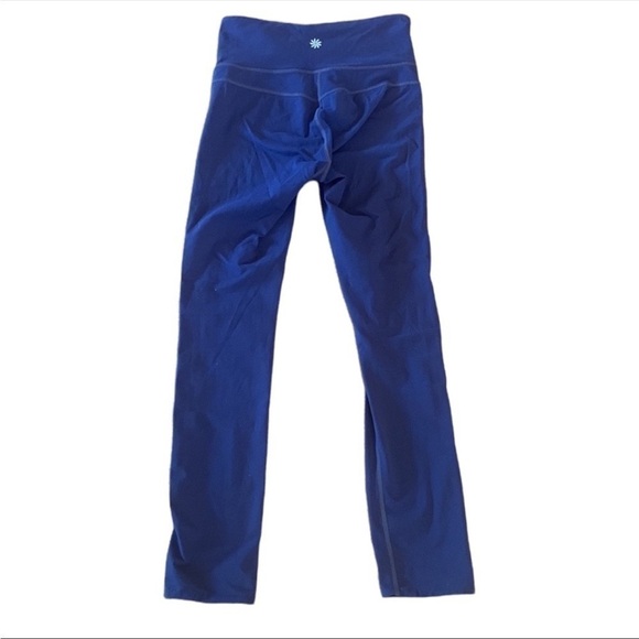 Athleta Flow Skinny Up Navy Leaf Print Stripe Workout Yoga Pant Leggings Size XS - Picture 5 of 8